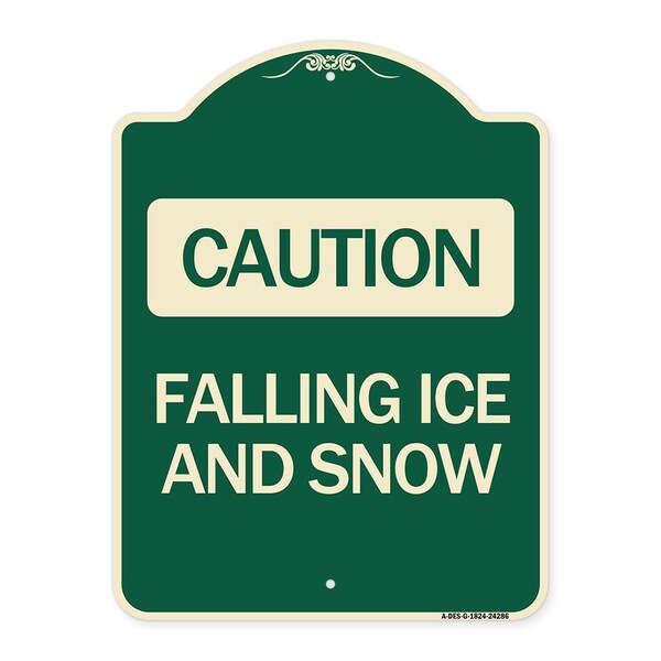 Caution Falling Ice and Snow Heavy-Gauge Aluminum Architectural Sign, 24" x 18", G-1824-24286